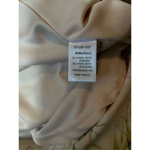 Staccato pastel peach floral satiny v-neck hi-low tank/camisole top blouse M - Picture 12 of 13